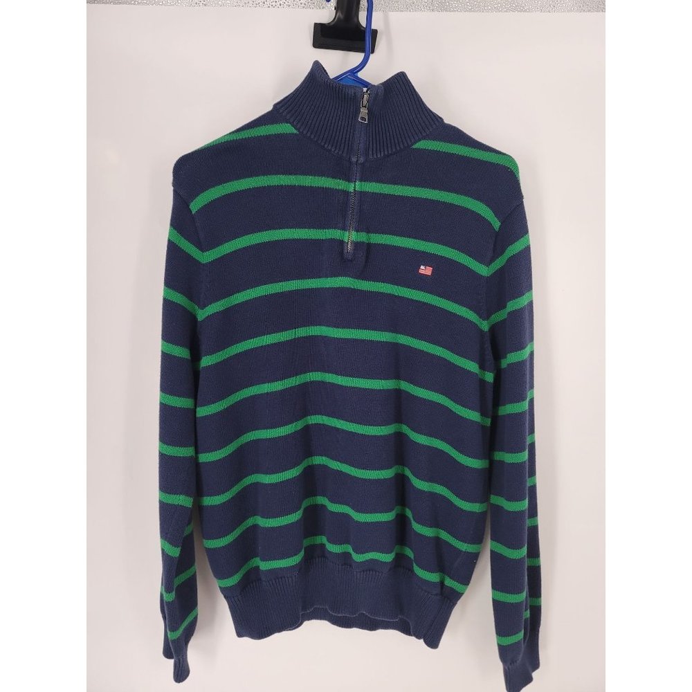 VTG Ralph Lauren Polo Jeans Company Sweater 1/4 Zip Blue Labe Size L